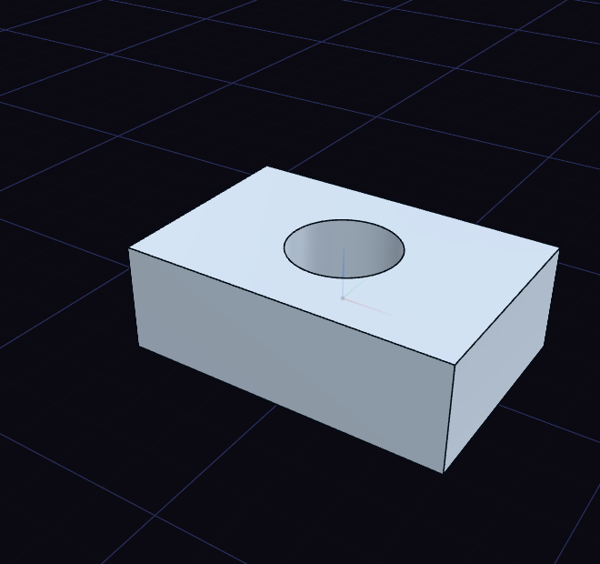 A block with a round hole where a cylinder was subtracted