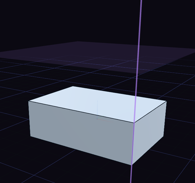 A block with an offset plane above it and a vertical datum axis