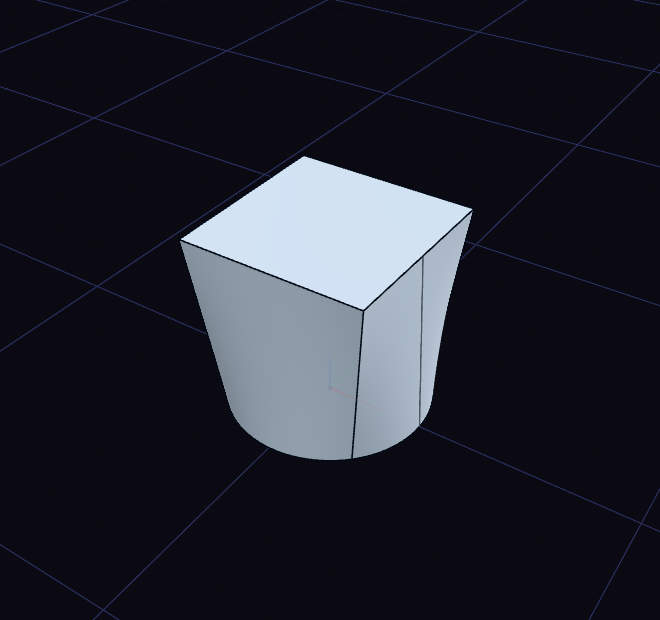 A circle at the bottom lofted into a square at the top