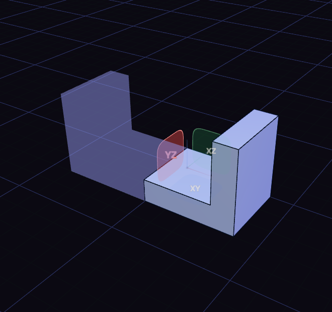 One half of a bracket beside its mirrored copy