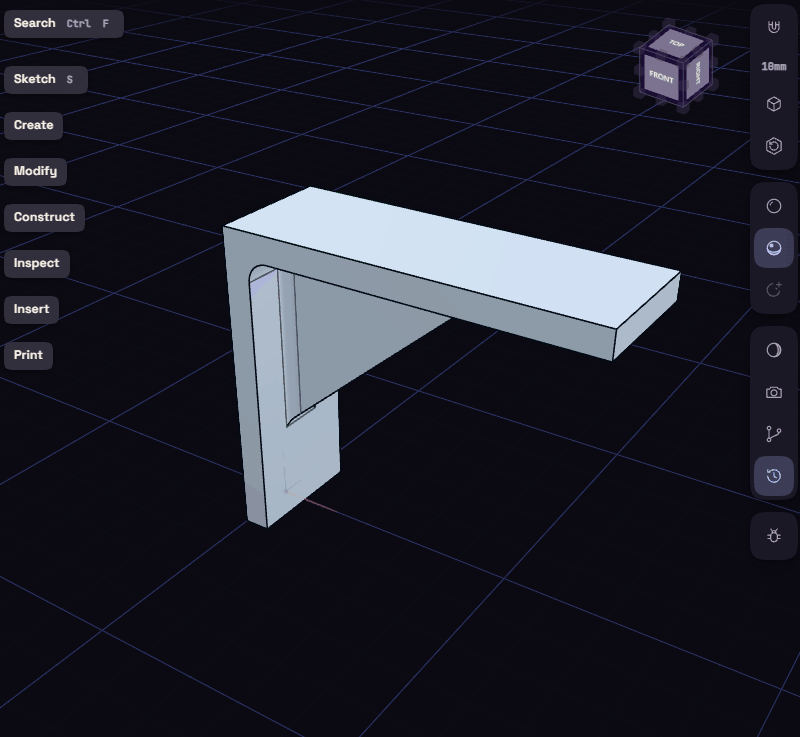 A part turning in the viewport as the right button is dragged