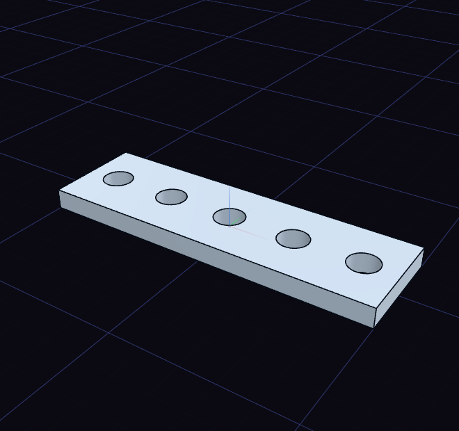 A plate with a row of five holes