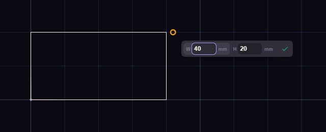 A rectangle being drawn with 40 typed into the width box