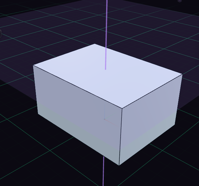 A block with an offset plane above it and a vertical datum axis