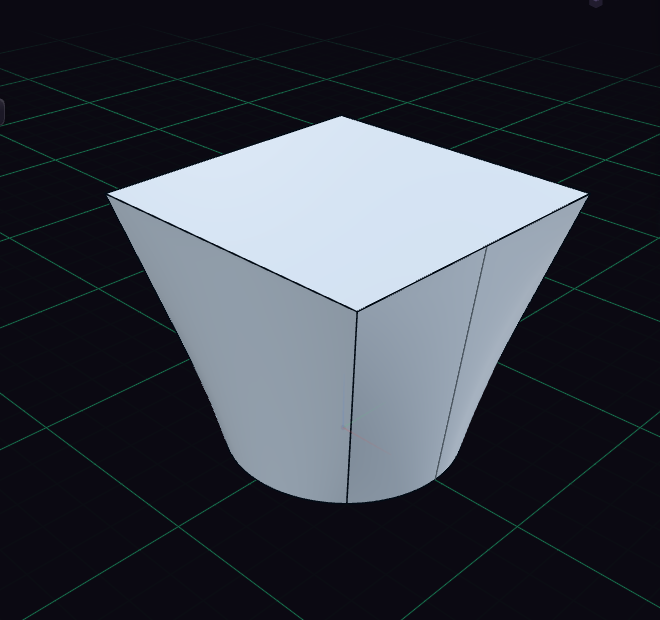 A circle at the bottom lofted into a square at the top