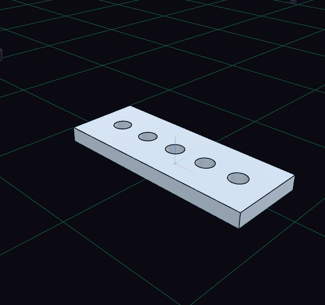 A plate with a row of five holes